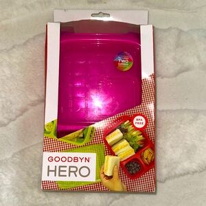 GOODBYN HERO LUNCHBOX 3-5 COMPARTMENTS INCLUDES 2 DIPPERS NEW NIB PINK BPA FREE